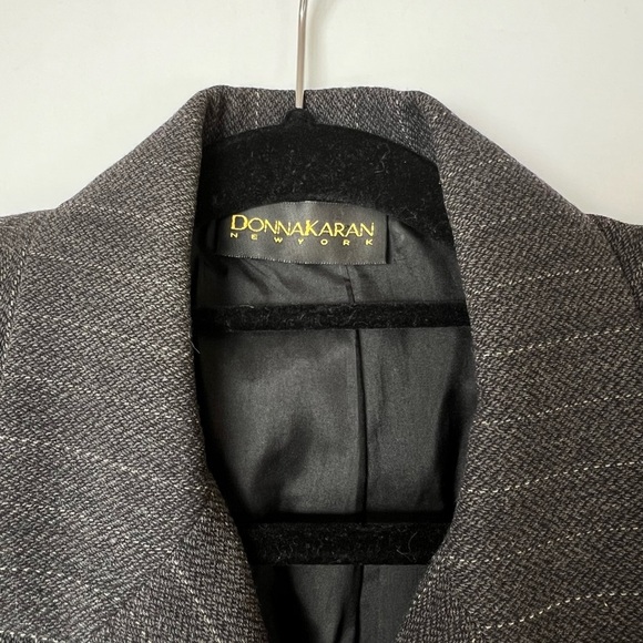 Donna Karan Wool Blend Double Breasted Tailored Stripe Blazer - Picture 5 of 10